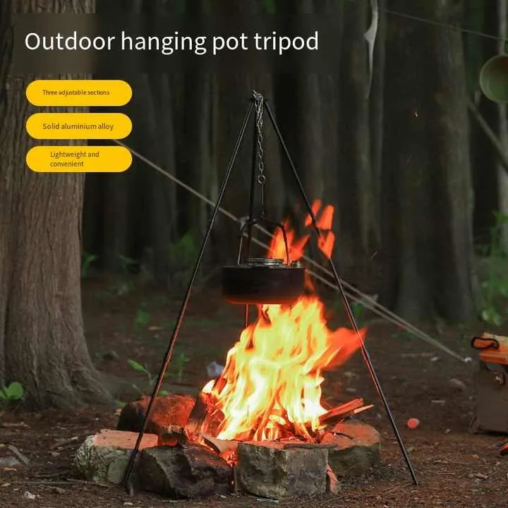 حامل ثلاثي القوائم محمول 5 أقسام للمخيمات . Portable 5 Section Adjustable Camping Tripod Aluminum