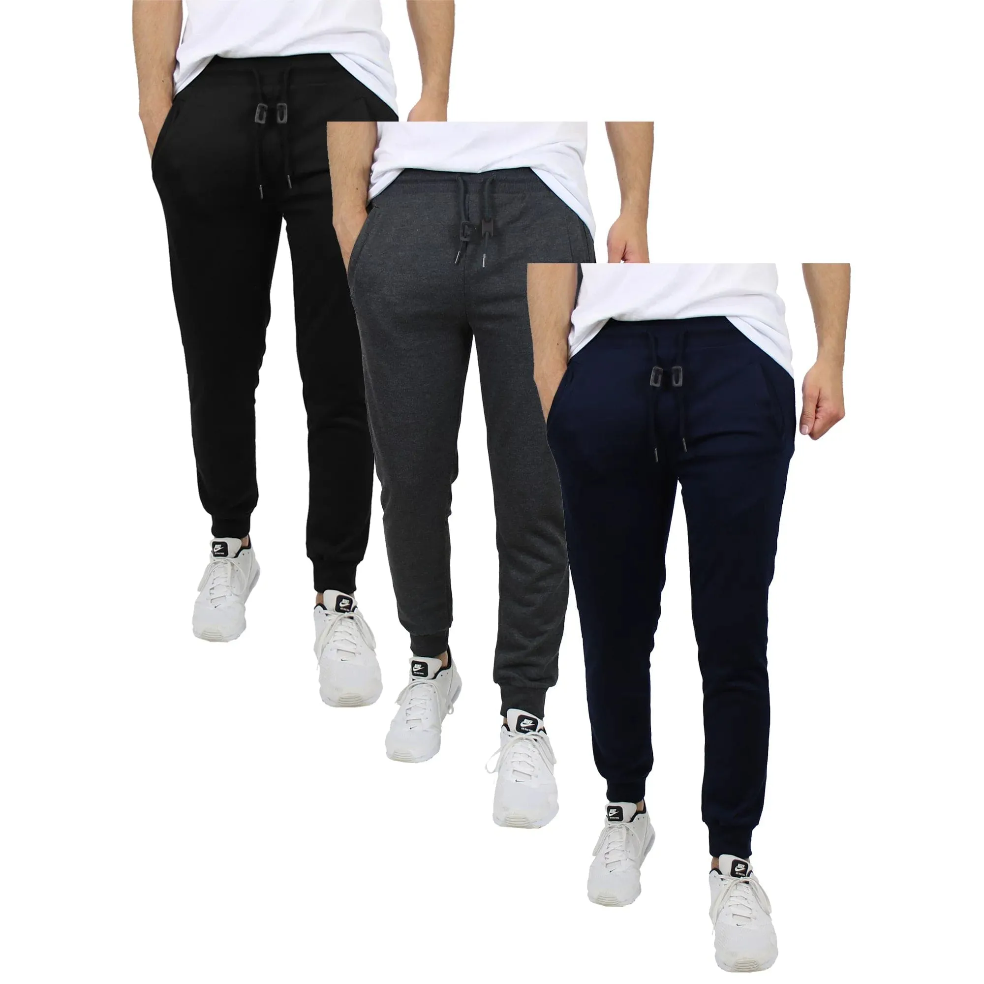 3-Pack Men's Fleece & French Terry Slim-Fit Jogger (Size, S-2XL)