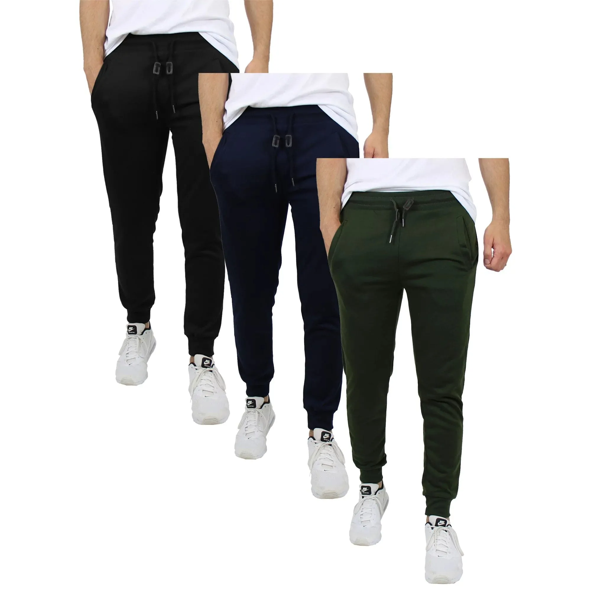 3-Pack Men's Fleece & French Terry Slim-Fit Jogger (Size, S-2XL)