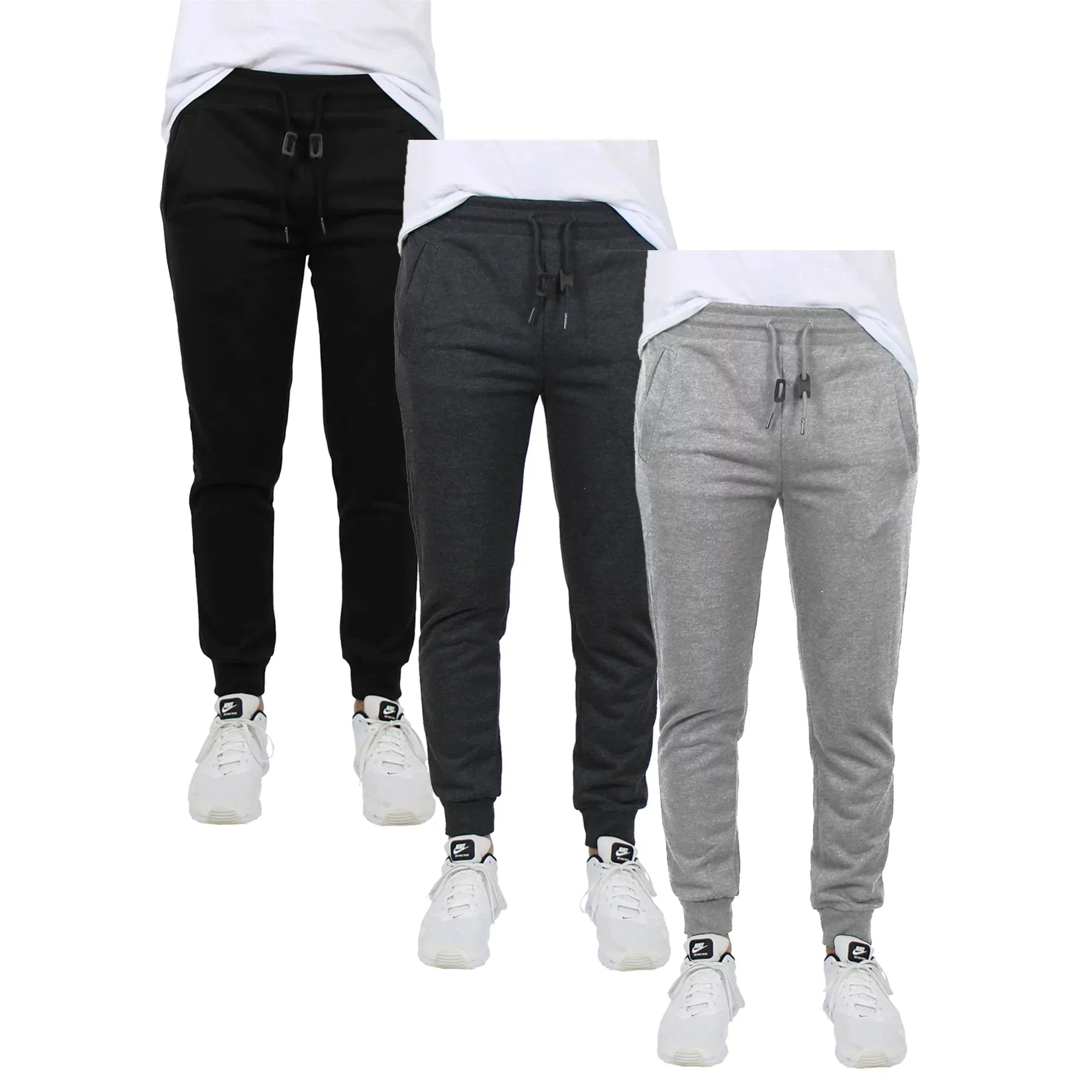 3-Pack Men's Fleece & French Terry Slim-Fit Jogger (Size, S-2XL)