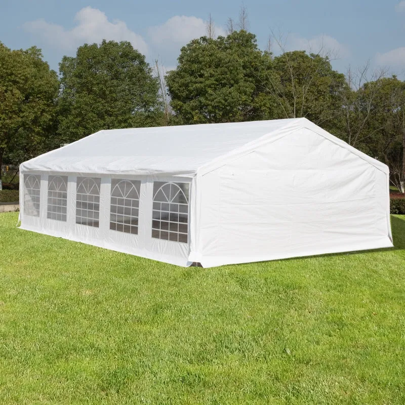 32x20 ft Large Steel Carport Canopy Tent with Removable Walls - White