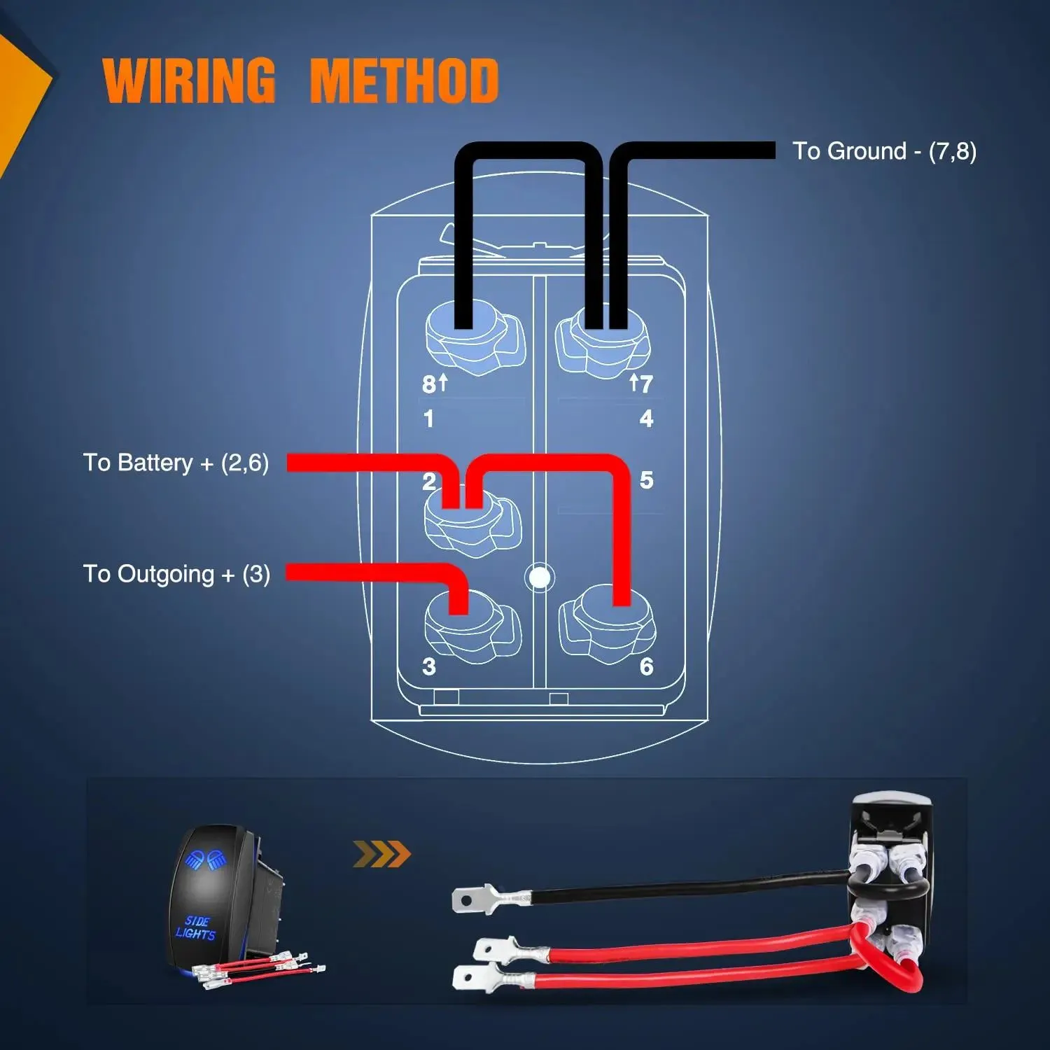 5Pin Laser On/Off Side Lights Rocker Switch Blue