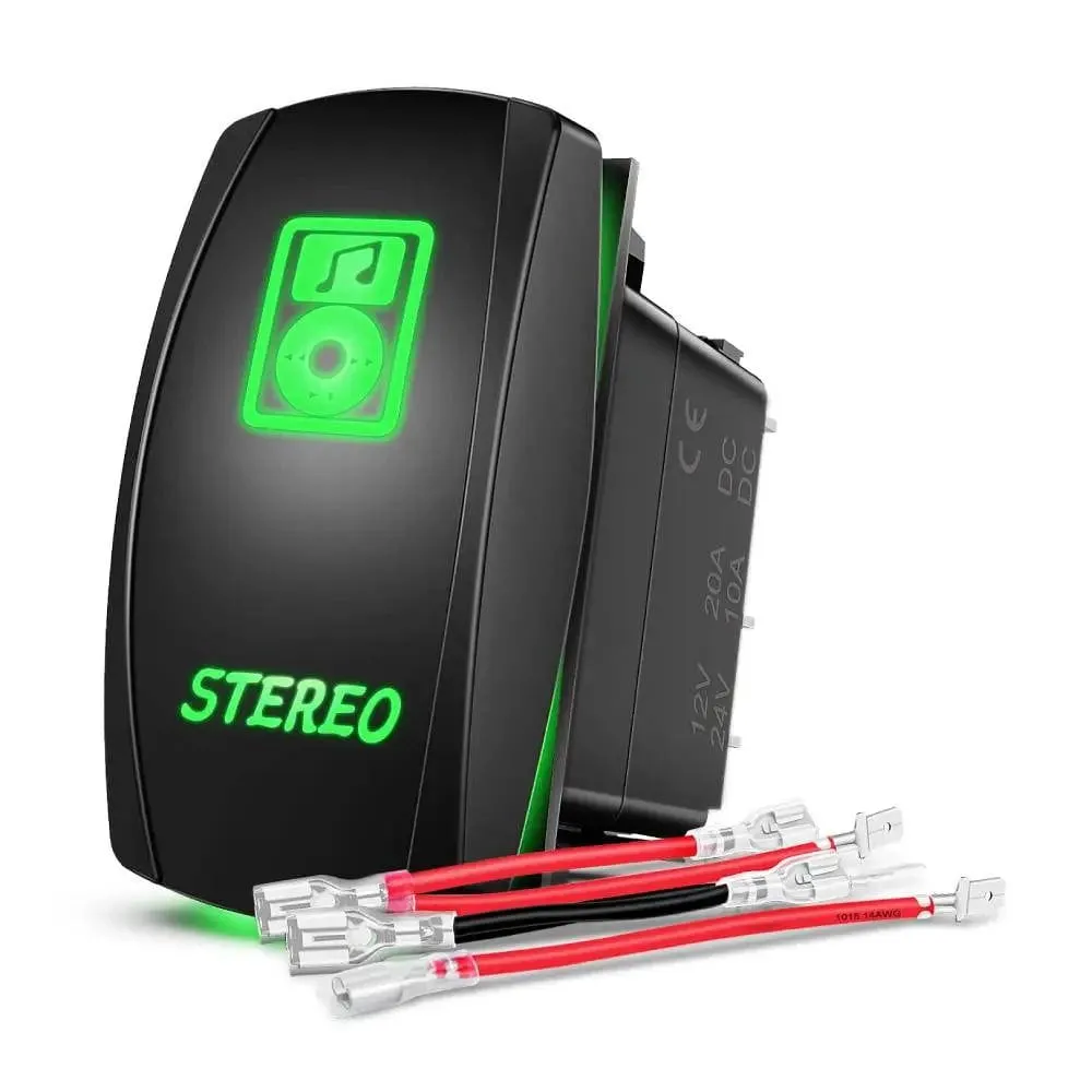 5Pin Laser On/Off Stereo Rocker Switch Green