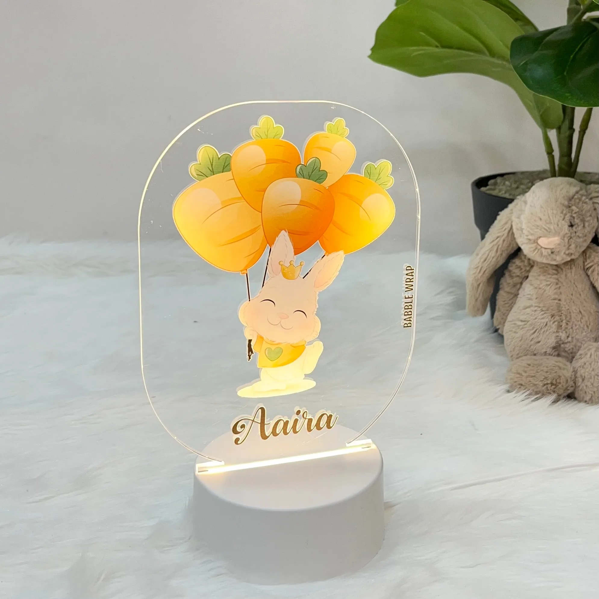 Acrylic LED Night Lamp - Bunnys Sweet Carrot Nook
