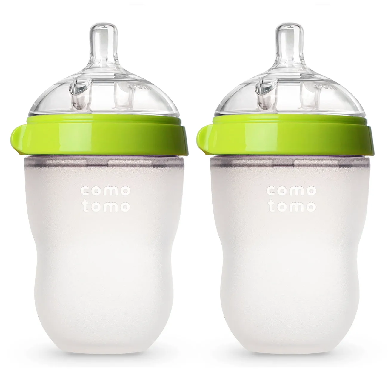 Comotomo Silicone Feeding Bottle 250ml, Green (Twin Pack)