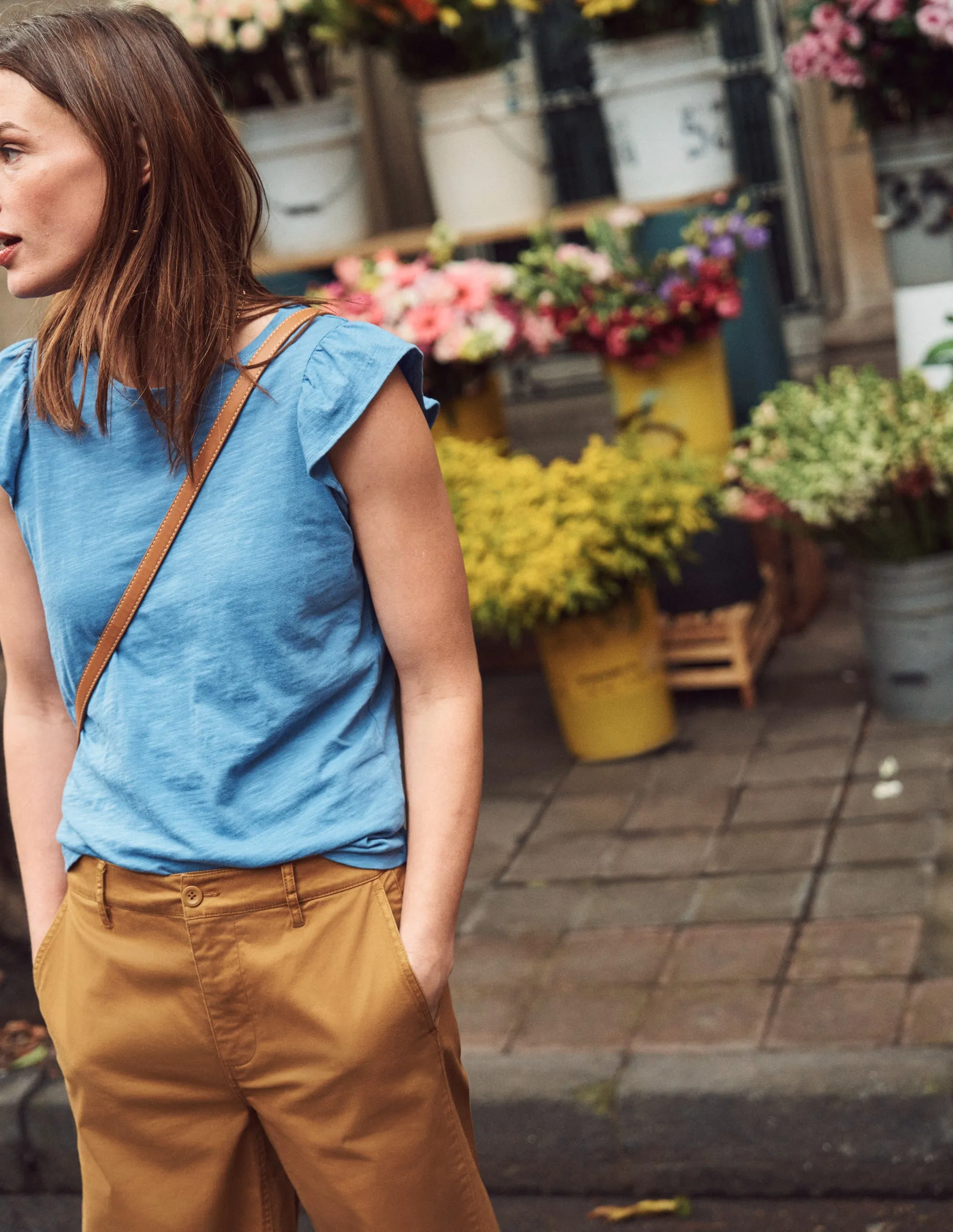 Cotton Flutter Top-Ebb and Flow Blue