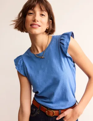 Cotton Flutter Top-Ebb and Flow Blue