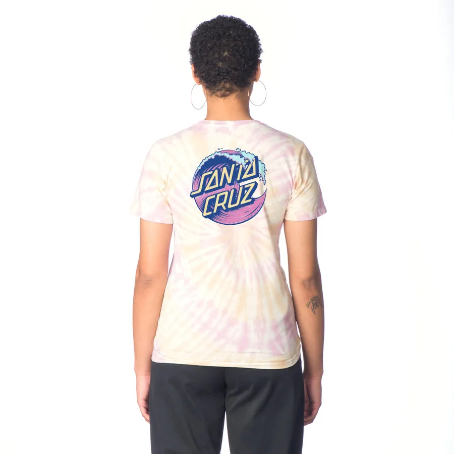Santa Cruz Wave Dot Womens Boyfriend S/S Crop T-Shirt, Raspberry Lemonade