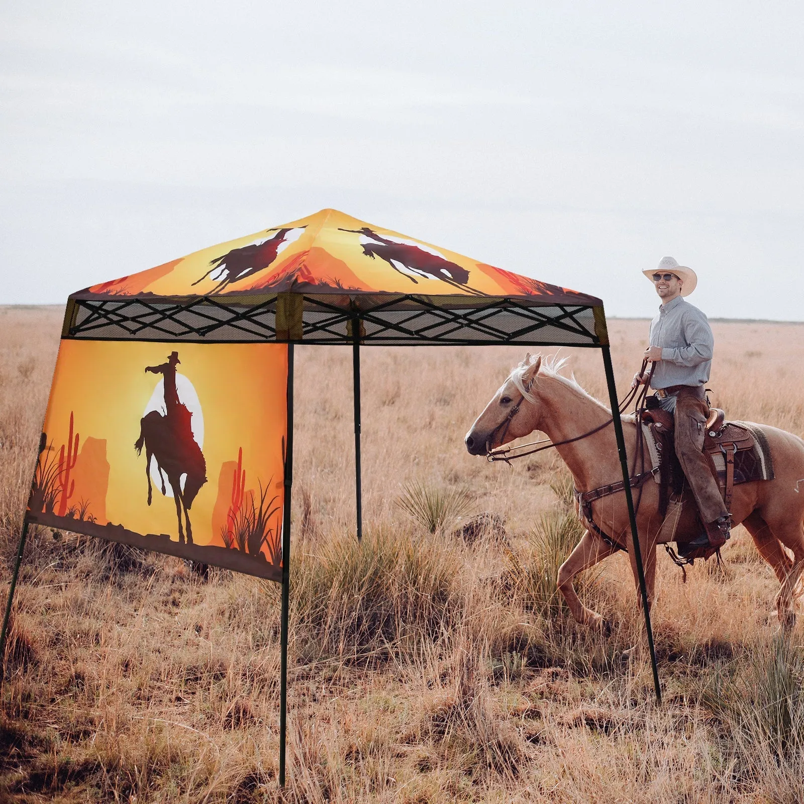 SHADE GRAPHiX Day 8x8 Tripper Pop Up Canopy Tent with Digital Printed,Cowboy