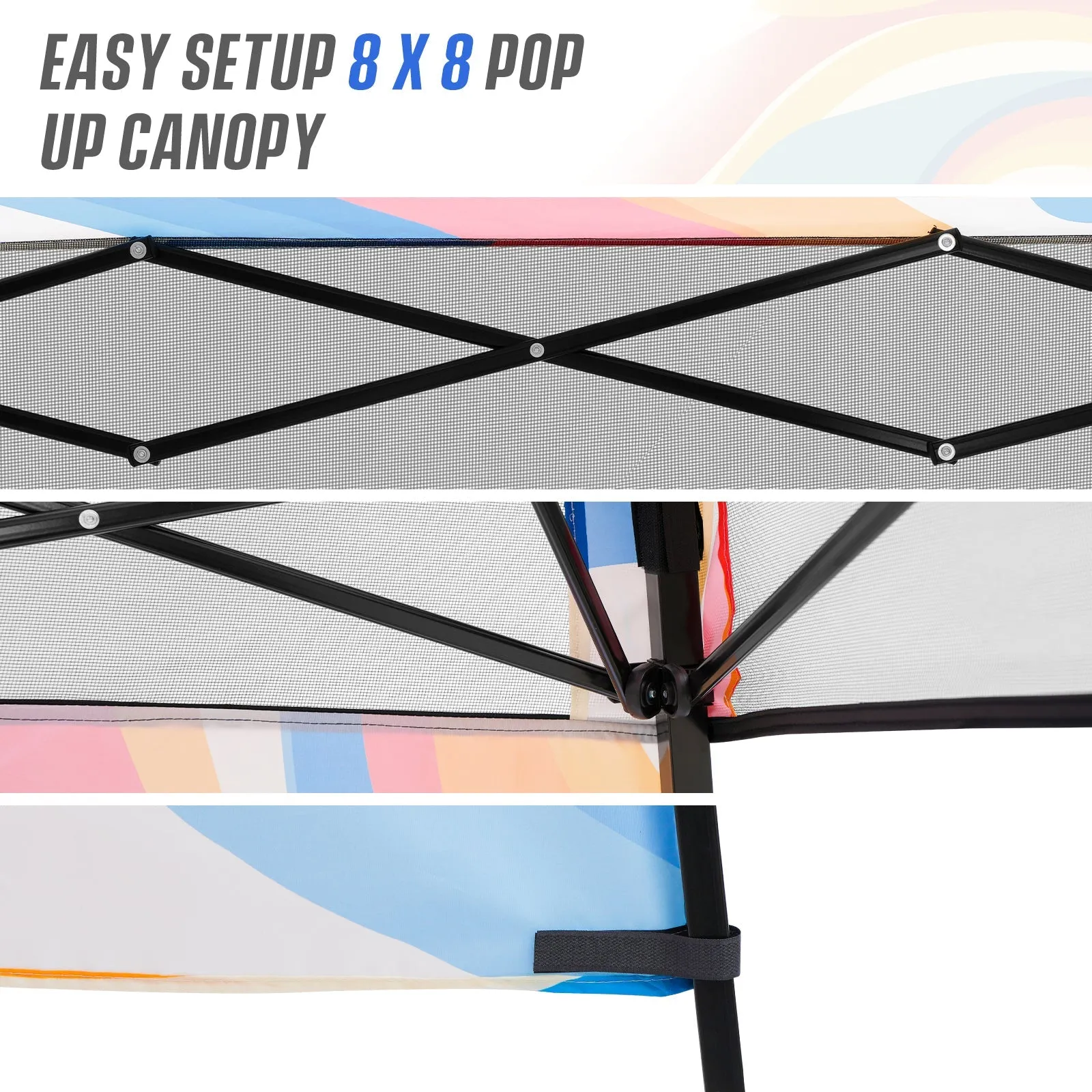 SHADE GRAPHiX Day Tripper 8x8 Pop Up Canopy Tent with Digital Printed Top, Swirl