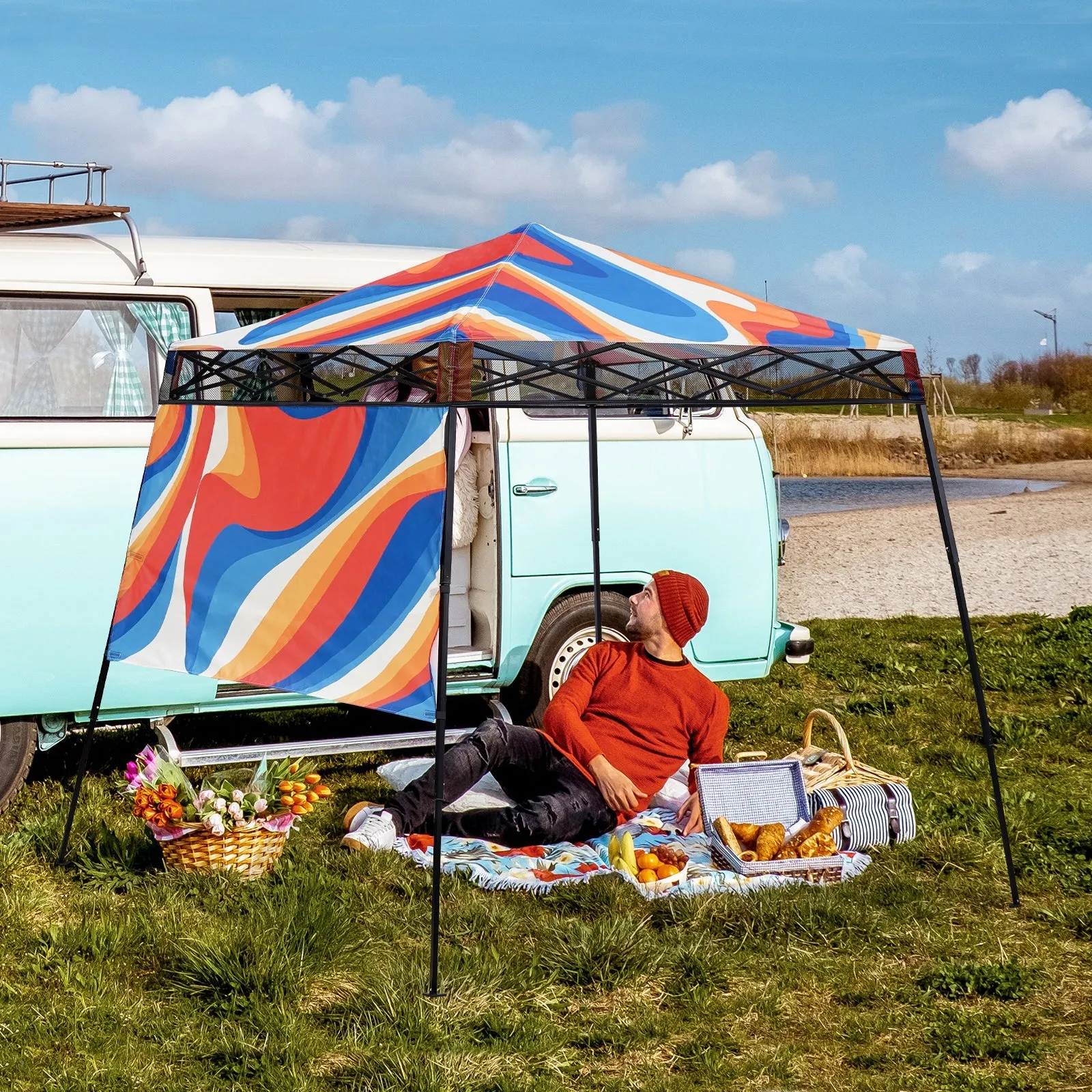 SHADE GRAPHiX Day Tripper 8x8 Pop Up Canopy Tent with Digital Printed Top, Swirl