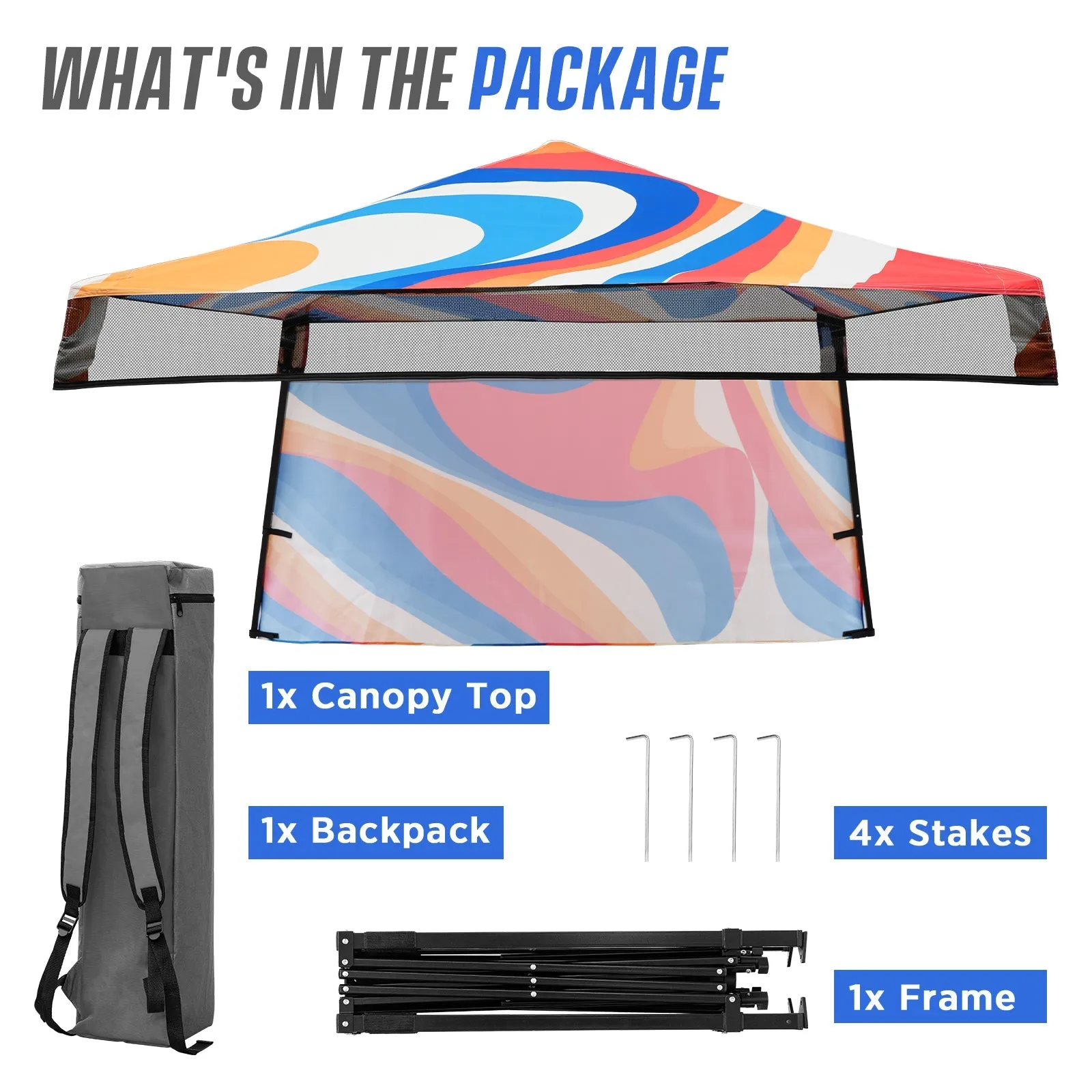 SHADE GRAPHiX Day Tripper 8x8 Pop Up Canopy Tent with Digital Printed Top, Swirl