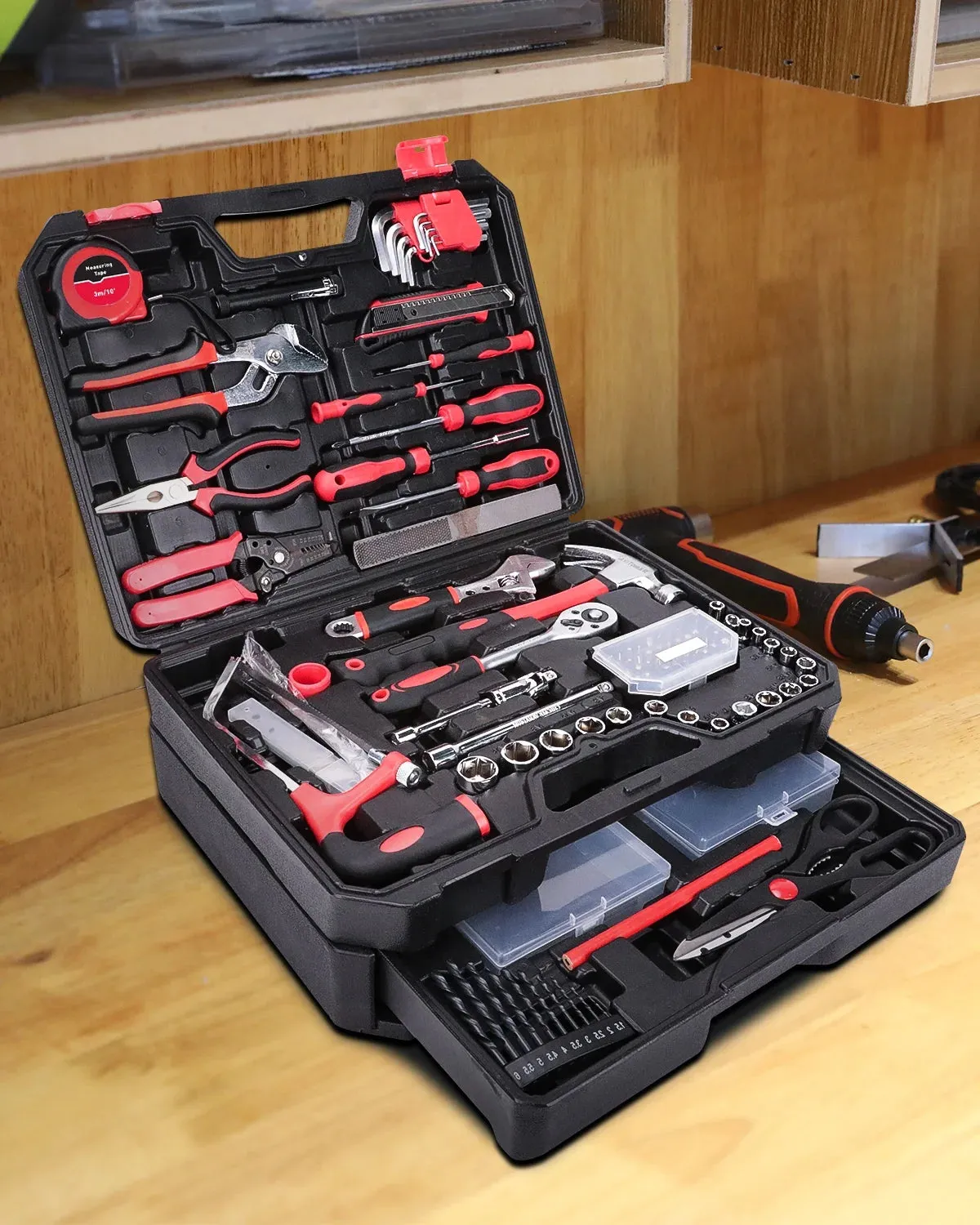 TOPHDY 325 Piece Home Tool Kit, Home Repair Tool Set, Toolbox Storage Case with Drawer, General Home/Auto Repair Tool kit