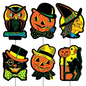 Vintage Plastic Halloween Yard Signs (6 per Package)
