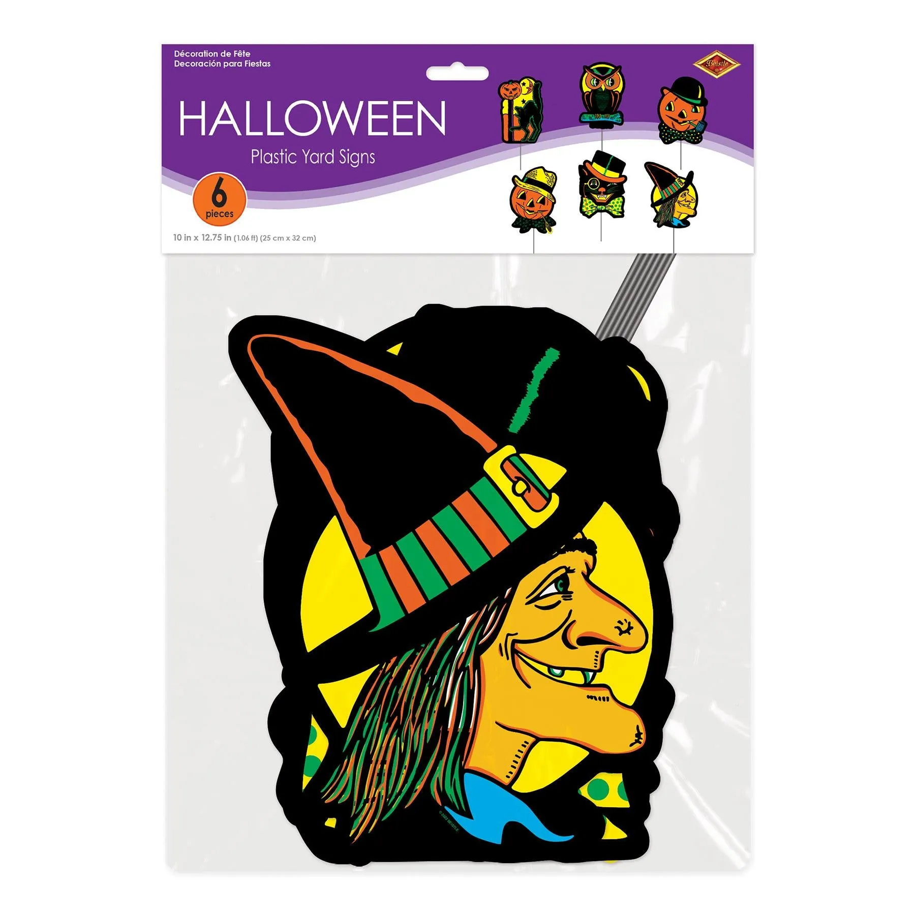 Vintage Plastic Halloween Yard Signs (6 per Package)